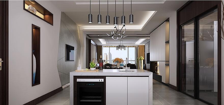 石家庄业之峰装饰-星河盛世350平米后现代风格装修效果图。预约设计师电话:18032809320