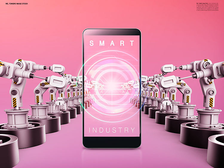 高科技创新制造业智能工业4.0自动化机械海报ps设计