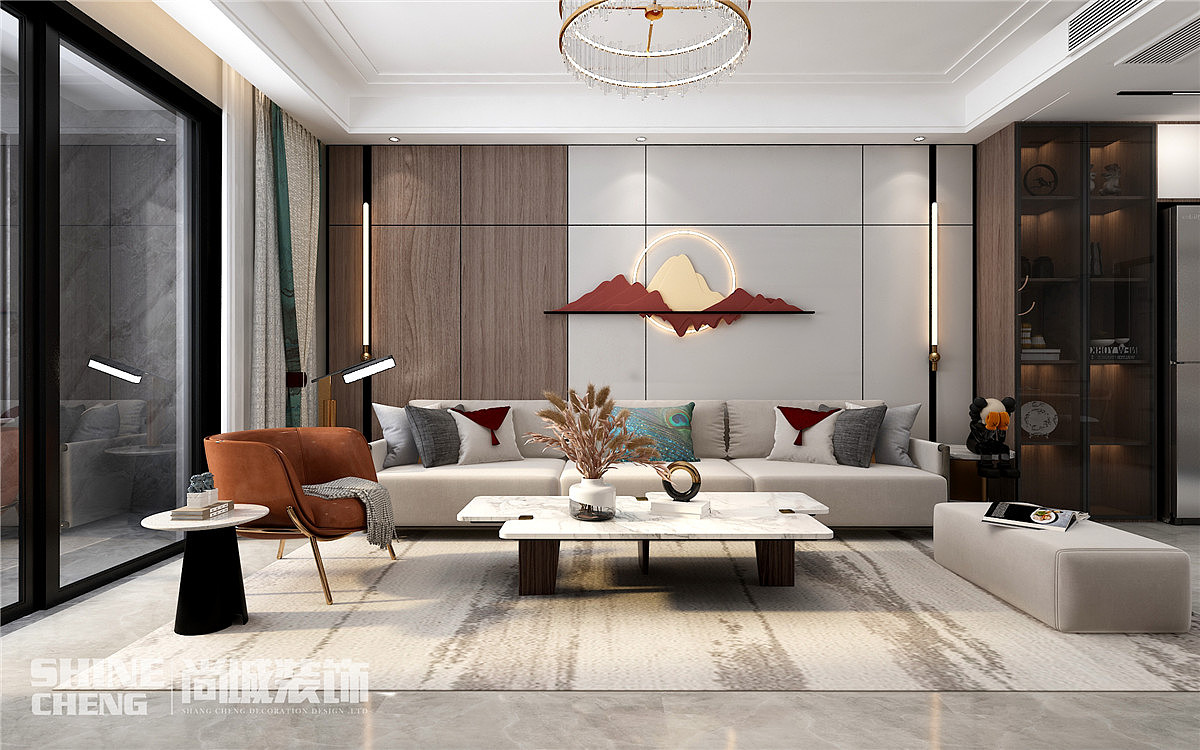 肥城·紫荆城126㎡简约混搭风格装饰设计实景案例