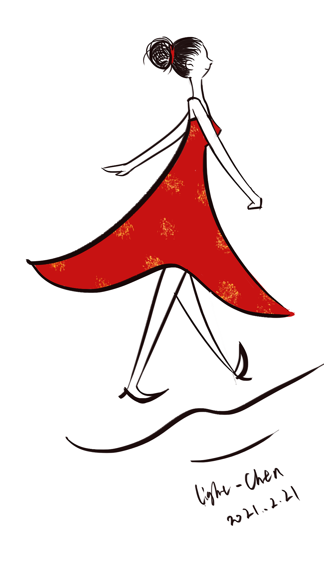 红裙（图ZMjQzMjYxMjY4） - 新锐潮流插画 - 站酷设计师light光光原创素材 - 站酷ZCOOL