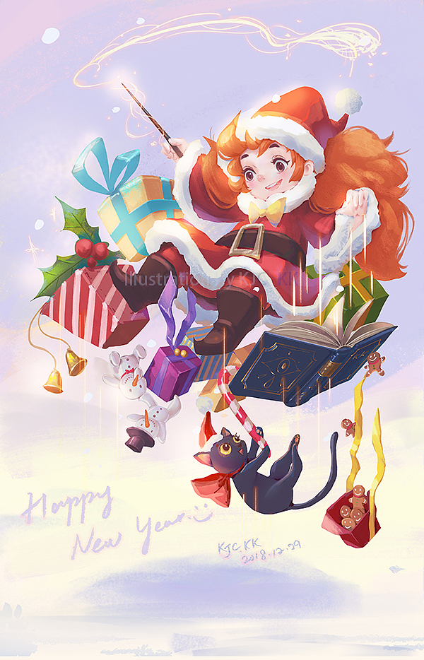 小魔女系列之新年快乐！（图ZMTQwODU0NDI4） - 儿童插画 - 站酷设计师KJC_KK原创素材 - 站酷ZCOOL