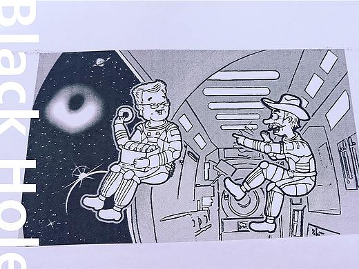 刊载文章配图《发现黑洞》美式科普简笔插画