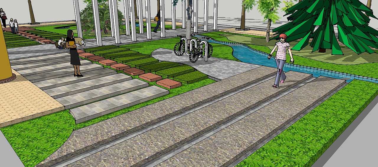 草图大师默认渲染一小场景