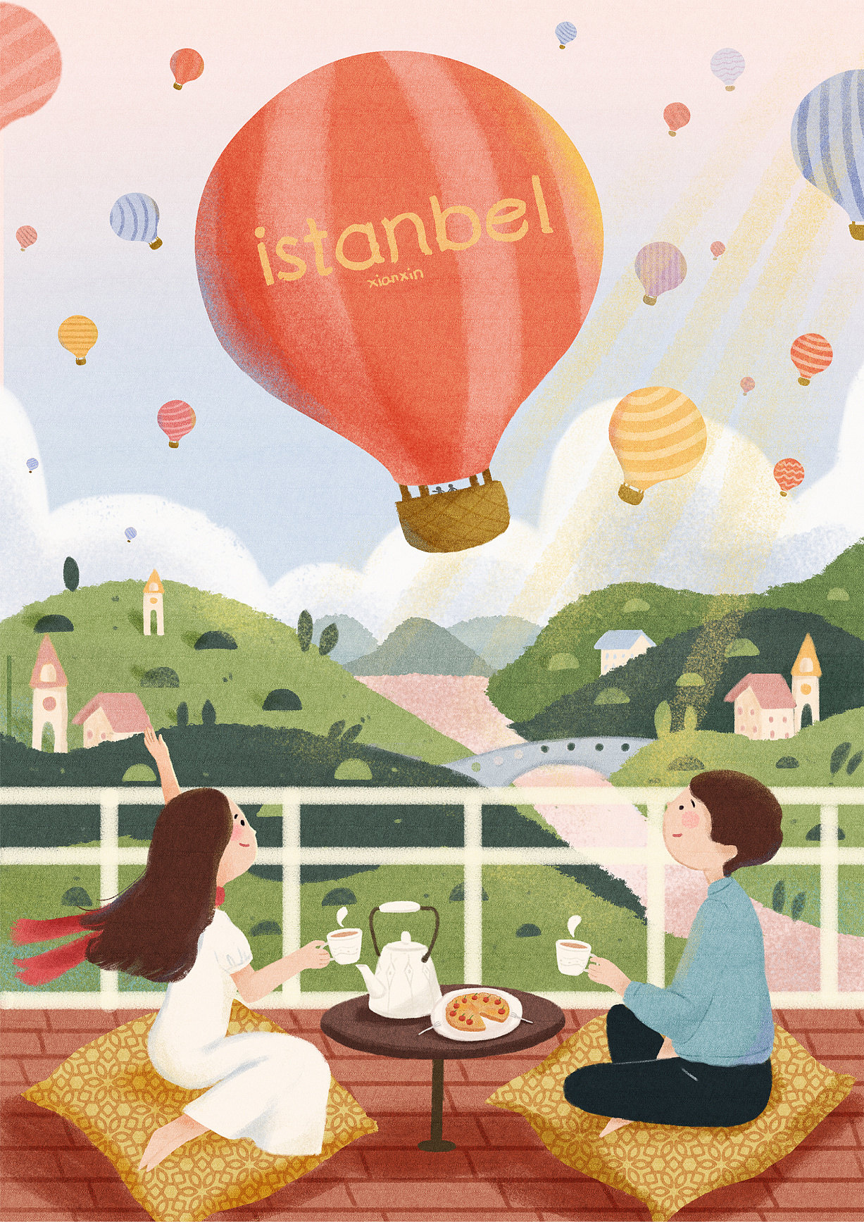 扁平风插画|伊斯坦布尔热气球|插画|商业插画|张小新xiaoxin - 原创
