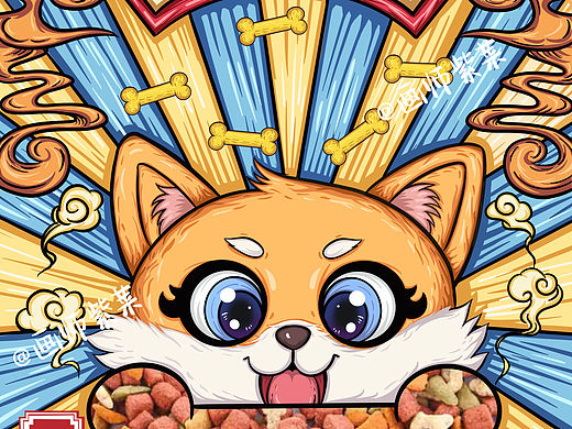 国潮风商业插画——狗粮包装设计（个人主页-ZNjMwODEwODg=） - 商业插画 - 站酷设计师紫菜水彩画原创素材 - 站酷ZCOOL