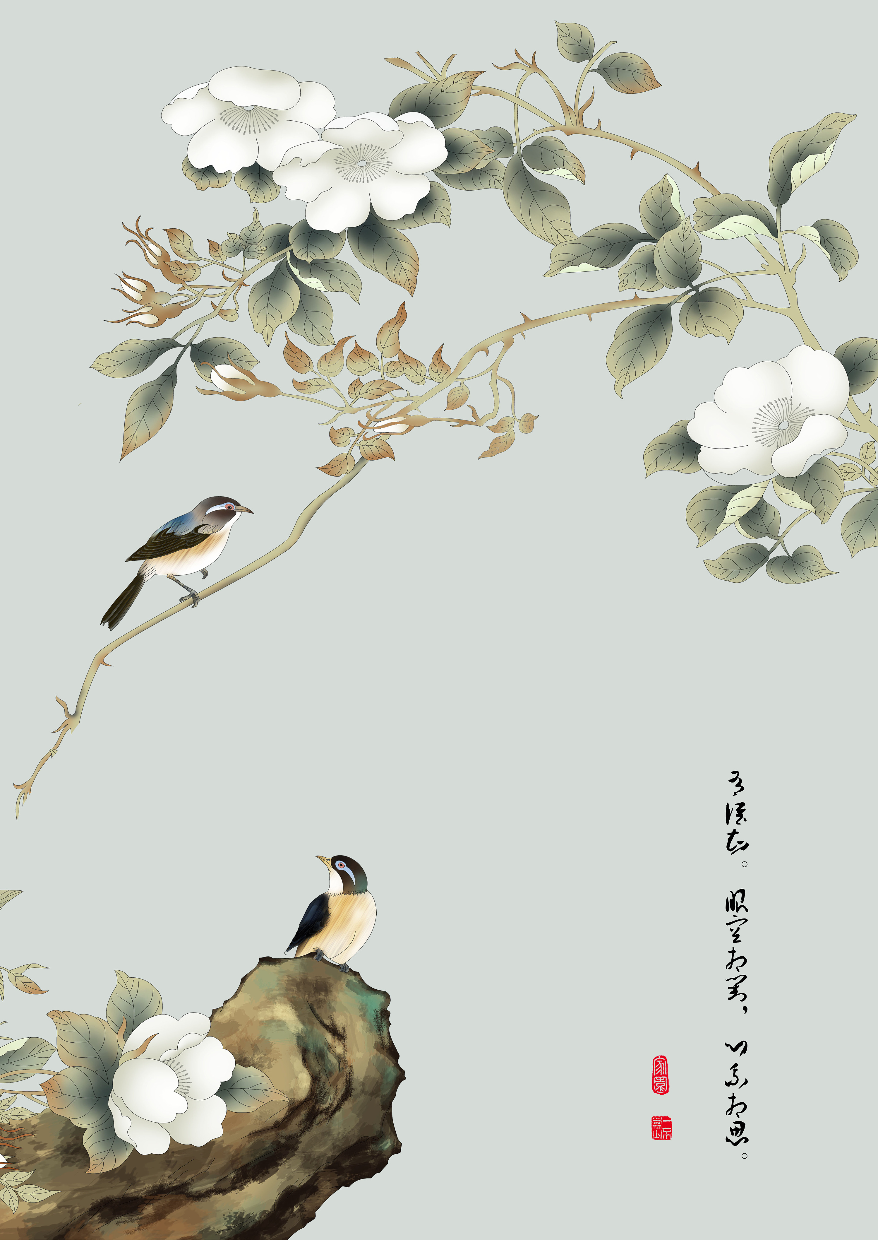 新中式花鸟|平面|图案|纱画图库一澜轩阁 - 临摹作品 - 站酷 (ZCOOL)