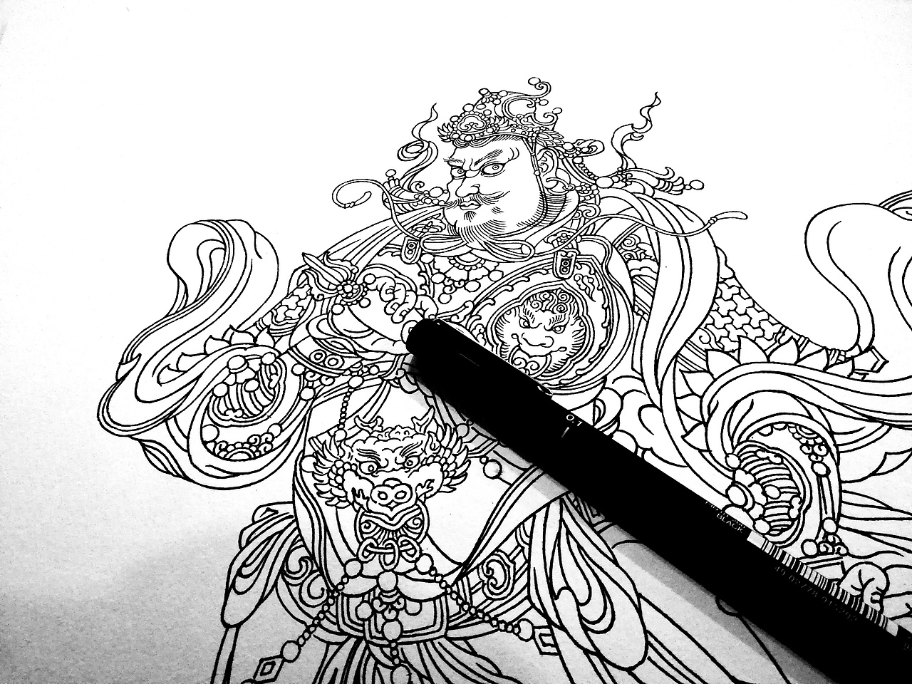 手绘国风之西方广目天王