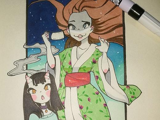 最近一直在用马克笔绘画，一些平时临摹的手绘作品（个人主页-ZMzI2NTgxMDg=） - 其他动漫 - 站酷设计师夏夕空娘口三三原创素材 - 站酷ZCOOL