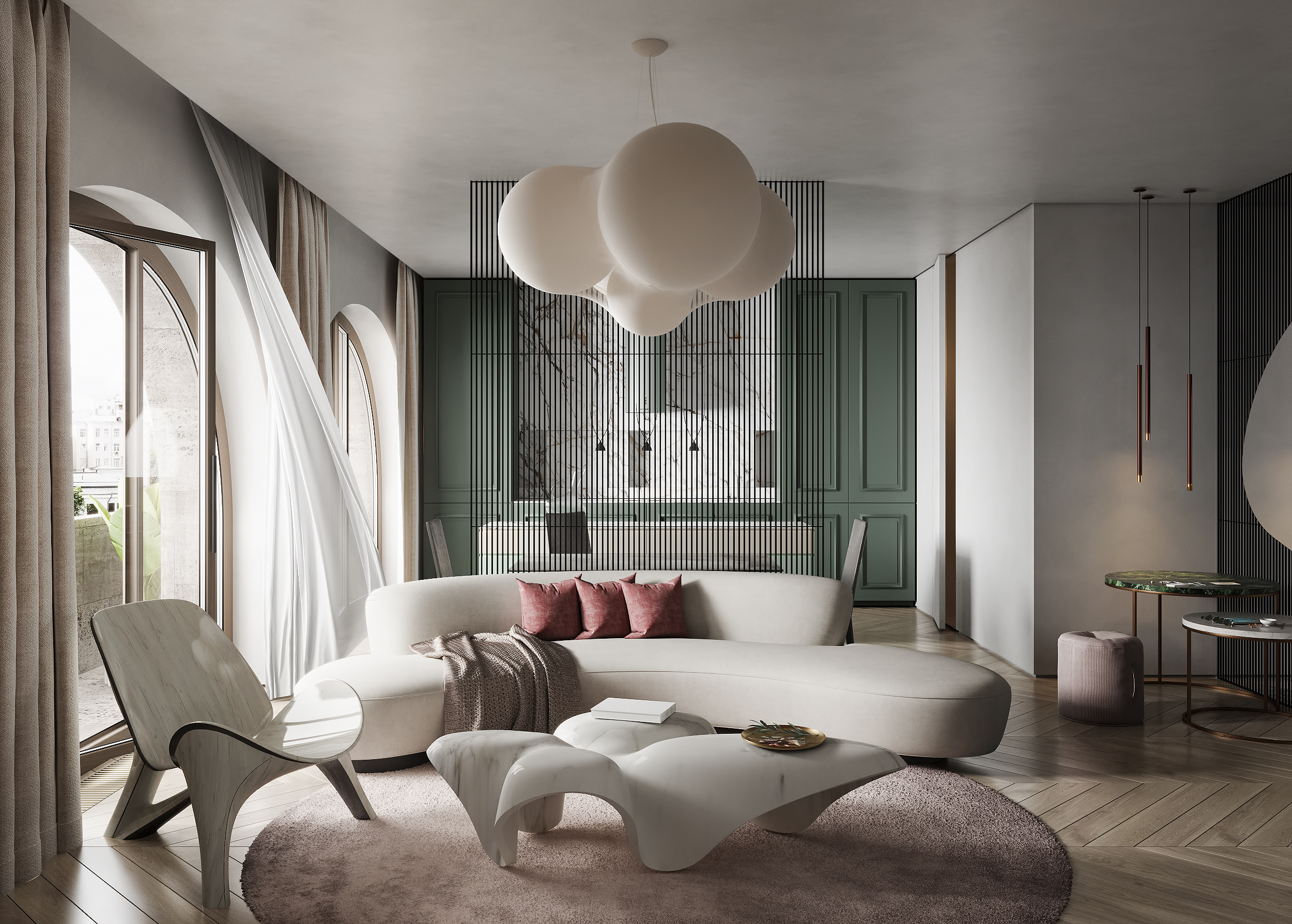 混沌空间写实表现ll马卡龙色系家装案例