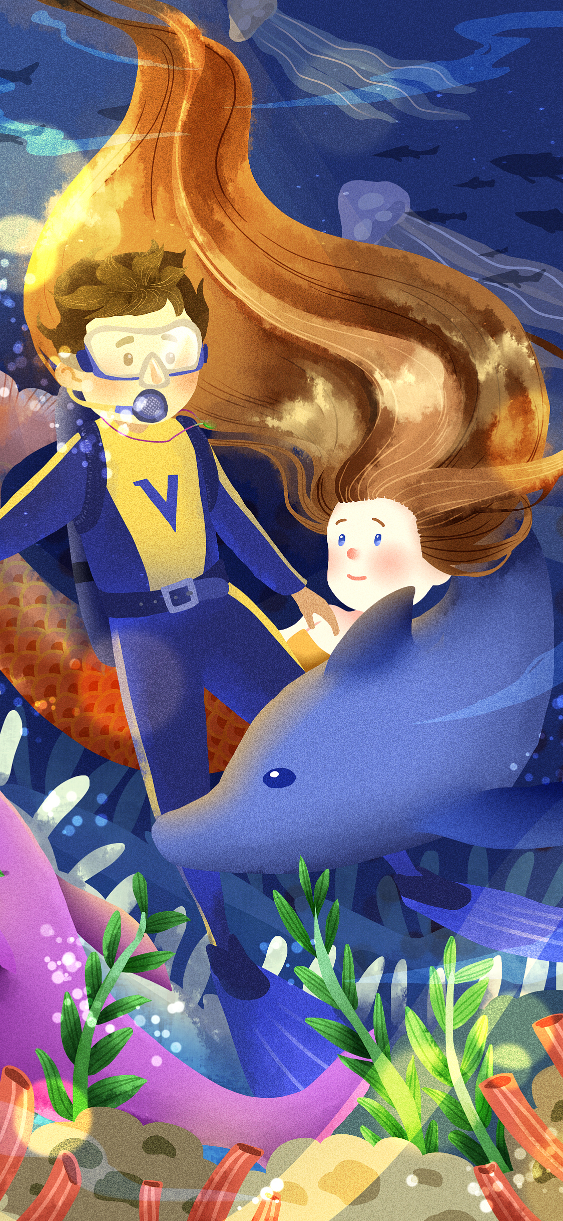 海底探险（图ZMTQwMjMxNTYw） - 儿童插画 - 站酷设计师阿宝音原创素材 - 站酷ZCOOL