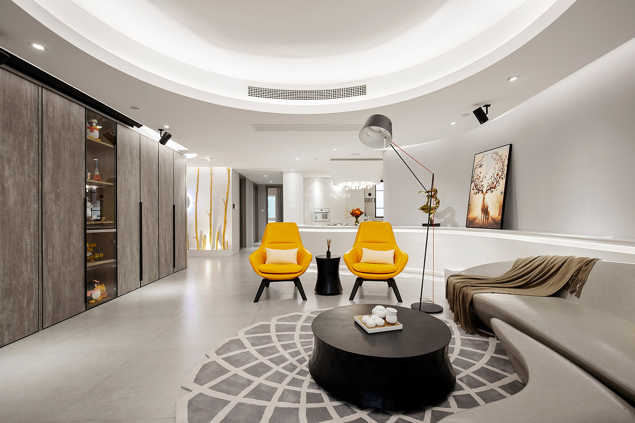 客厅墙体不规则,一条曲线来解决!_合肥迷屋设计-站酷zcool