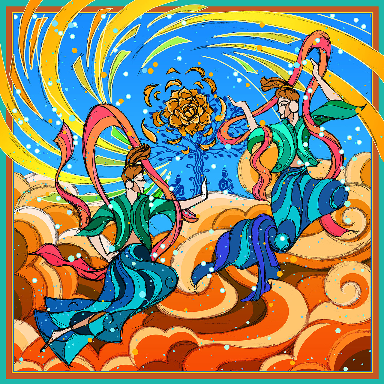 云冈石窟-文创设计•丝巾