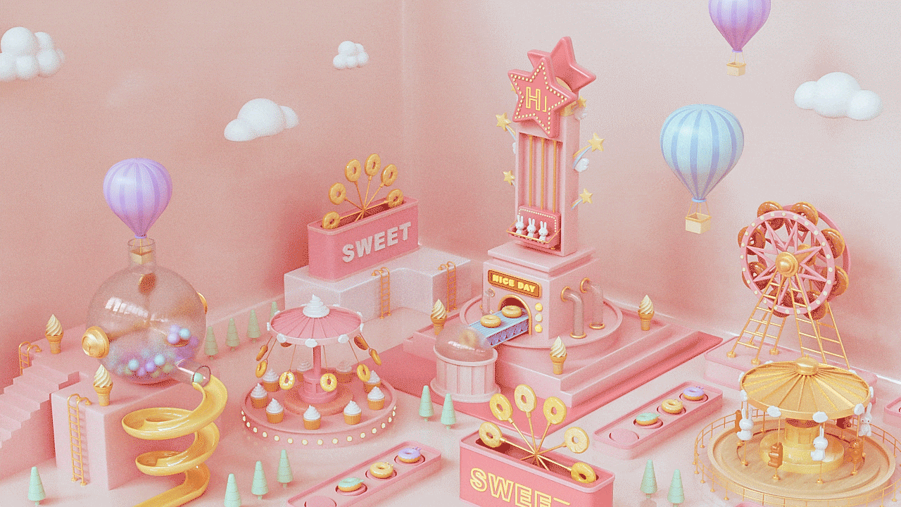 甜品游乐场【C4D作品集】（图ZMjk2NDkyMjcy） - 场景 - 站酷设计师西_面原创素材 - 站酷ZCOOL