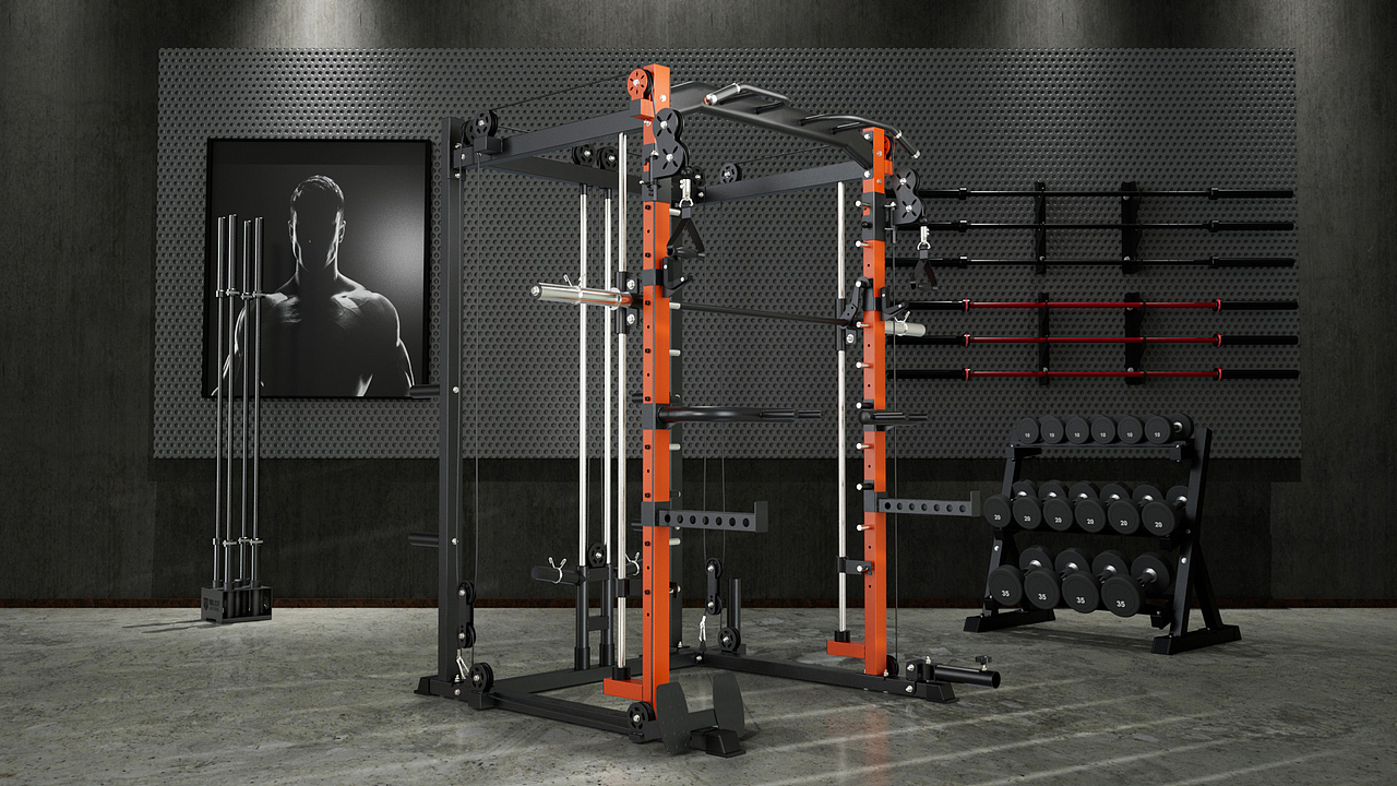 产品渲染-龙门架power cage