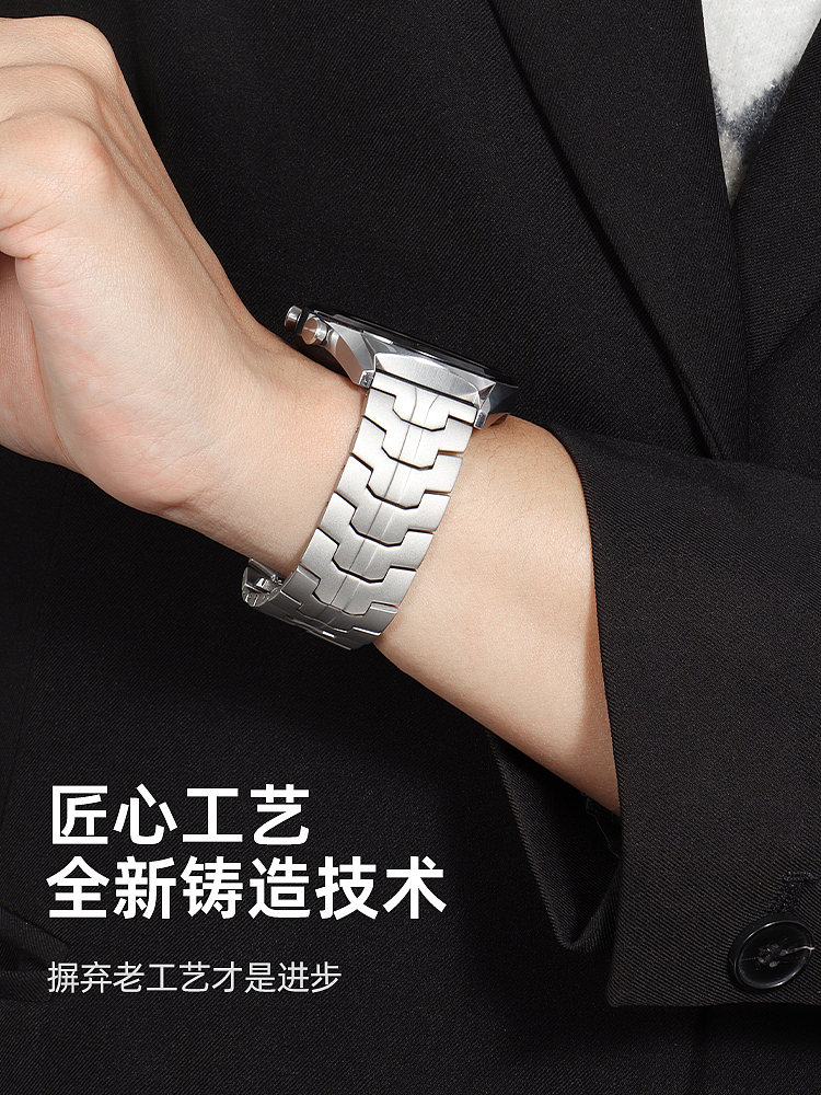 适用华为苹果oppo钢铁侠元素金属表带详情页不锈钢钢带