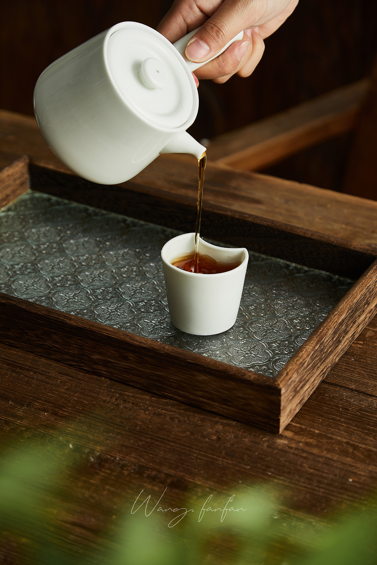 复古海棠花实木托盘 丨茶具