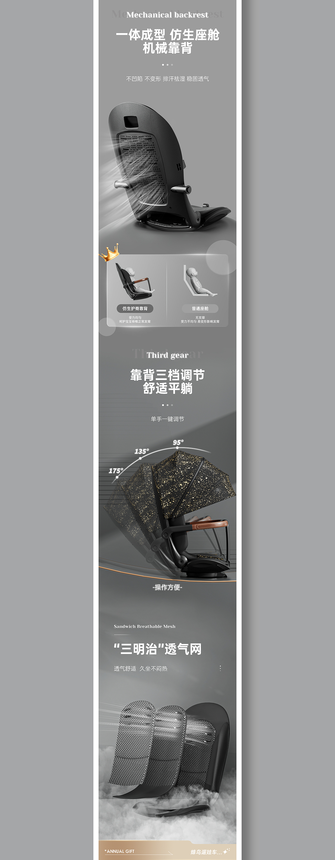 蜂鸟儿童推车详情页