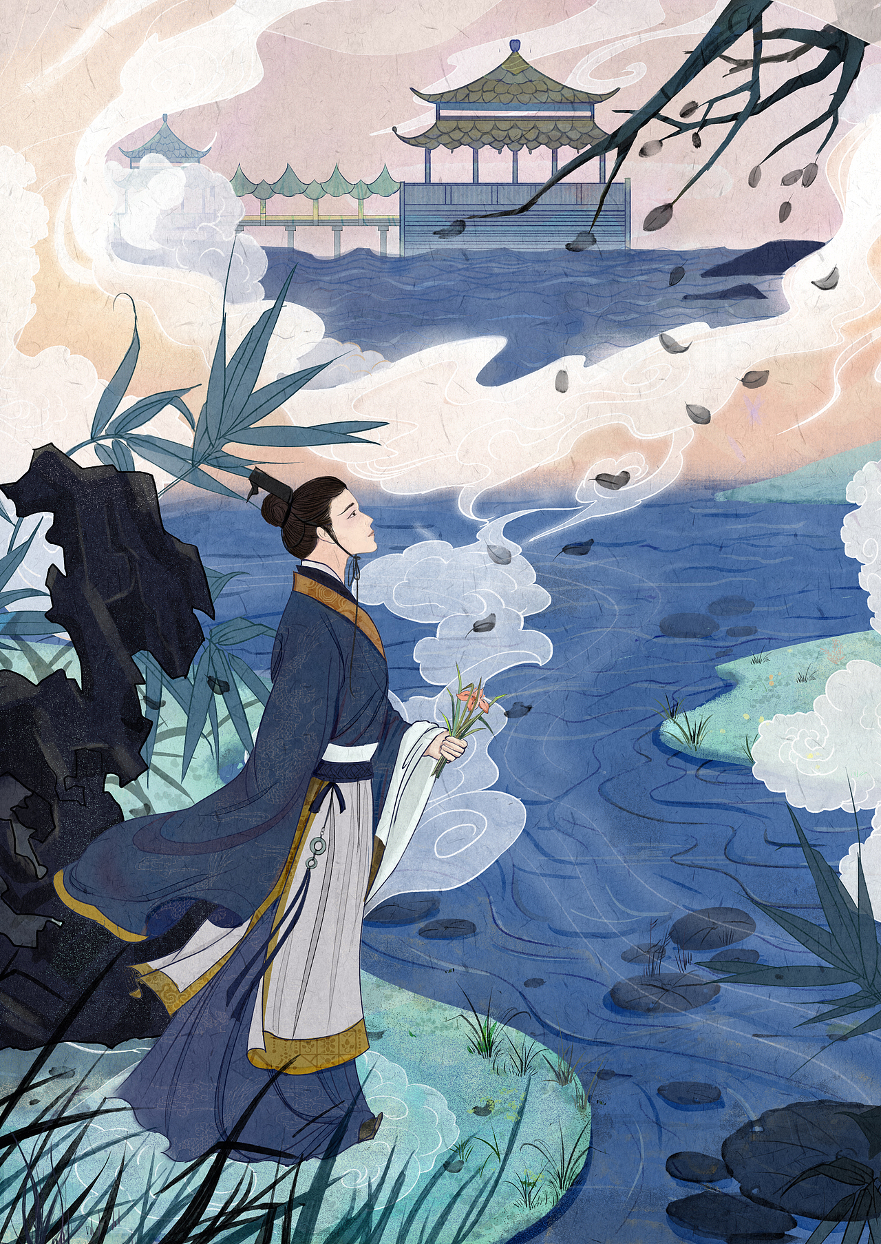 九歌系列插画-湘君湘夫人（图ZMzQ1NjM1ODA0） - 艺术插画 - 站酷设计师Pyroiewel原创素材 - 站酷ZCOOL