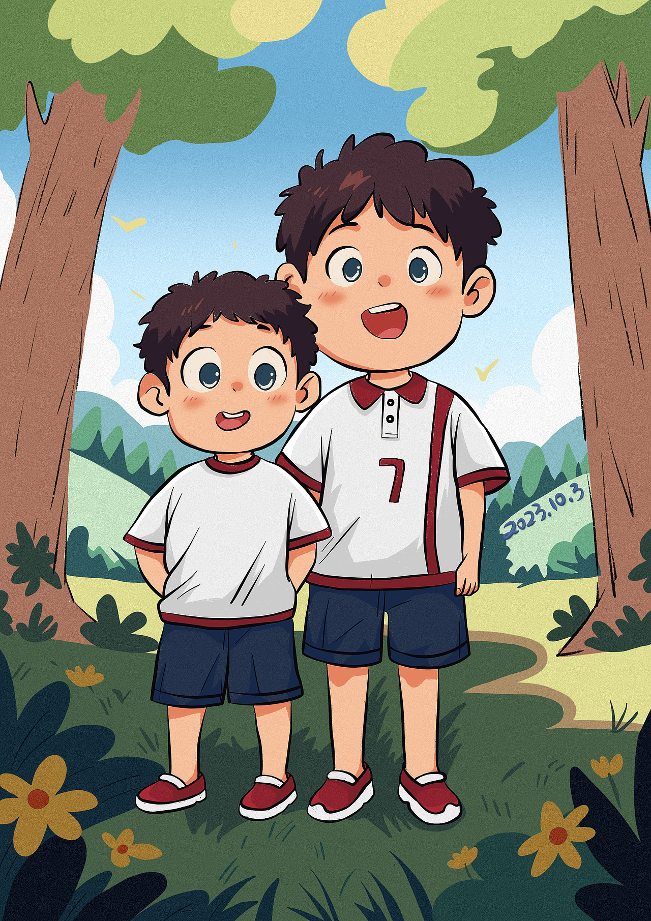 我把你畫成畫——兄弟2023（圖ZMzY4OTU2MzA4） - 兒童插畫 - 站酷設(shè)計師家有二熊原創(chuàng)素材 - 站酷ZCOOL