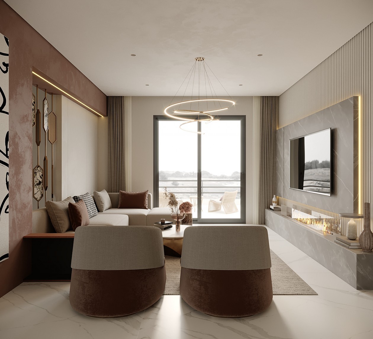 现代暖色系空间