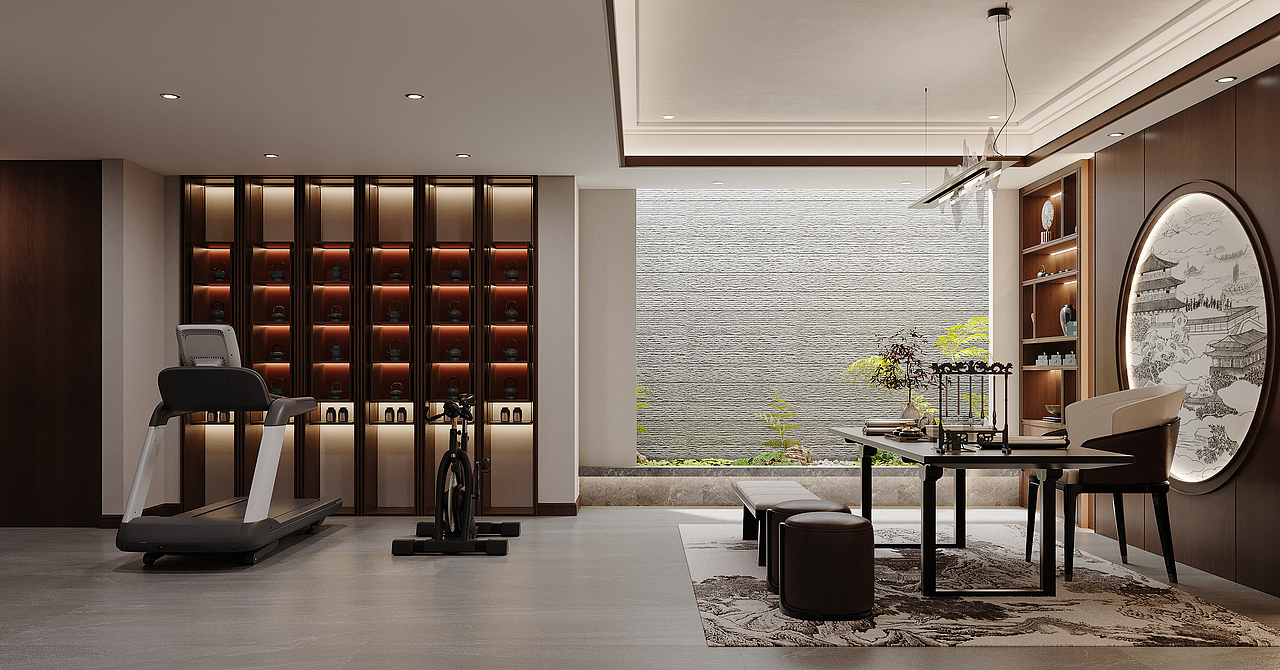 新中式挑空别墅地下室