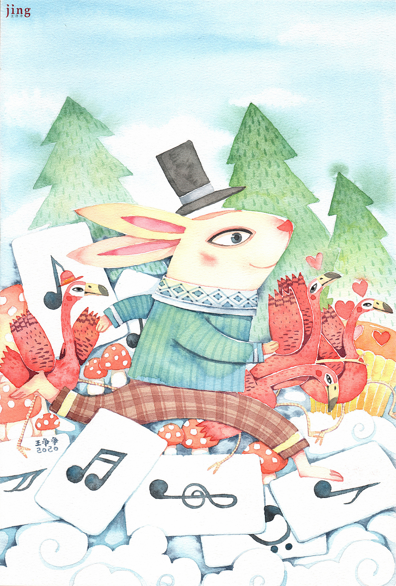 兔年水彩插画合集 27幅兔子手绘纸本水彩插画_画儿晴天-站酷zcool