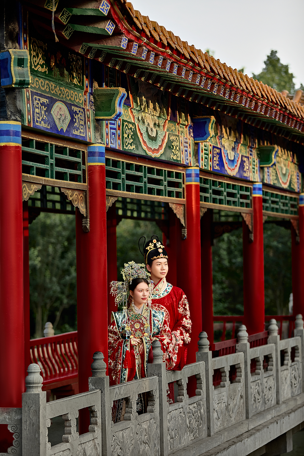 中式汉服古建婚纱修图