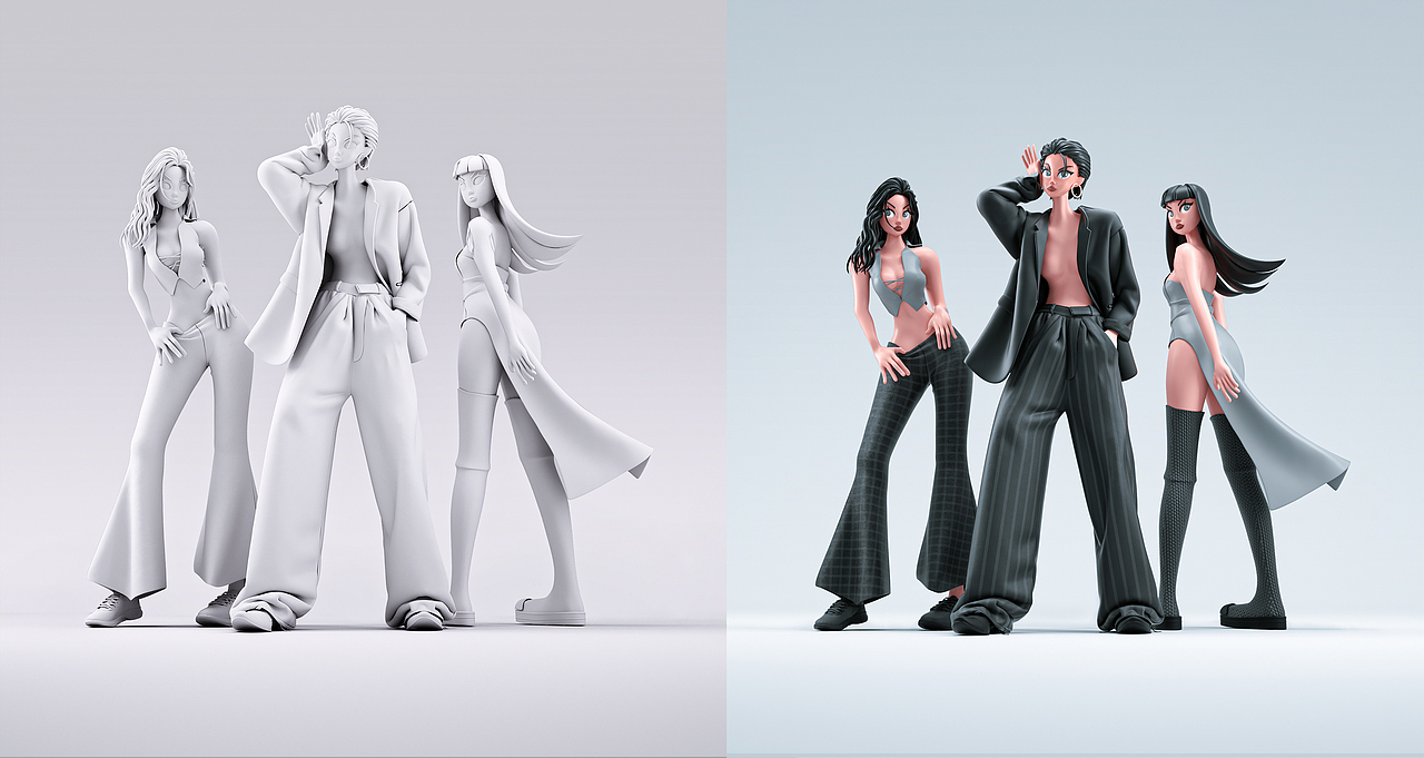Ladys ' | 3D风格化人物（图ZMzU0ODA1Nzky） - 人物/生物 - 站酷设计师方块七yy原创素材 - 站酷ZCOOL
