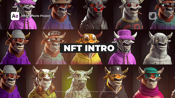 AE模板|创意简约快速翻转艺术NFT动画标题广告片头