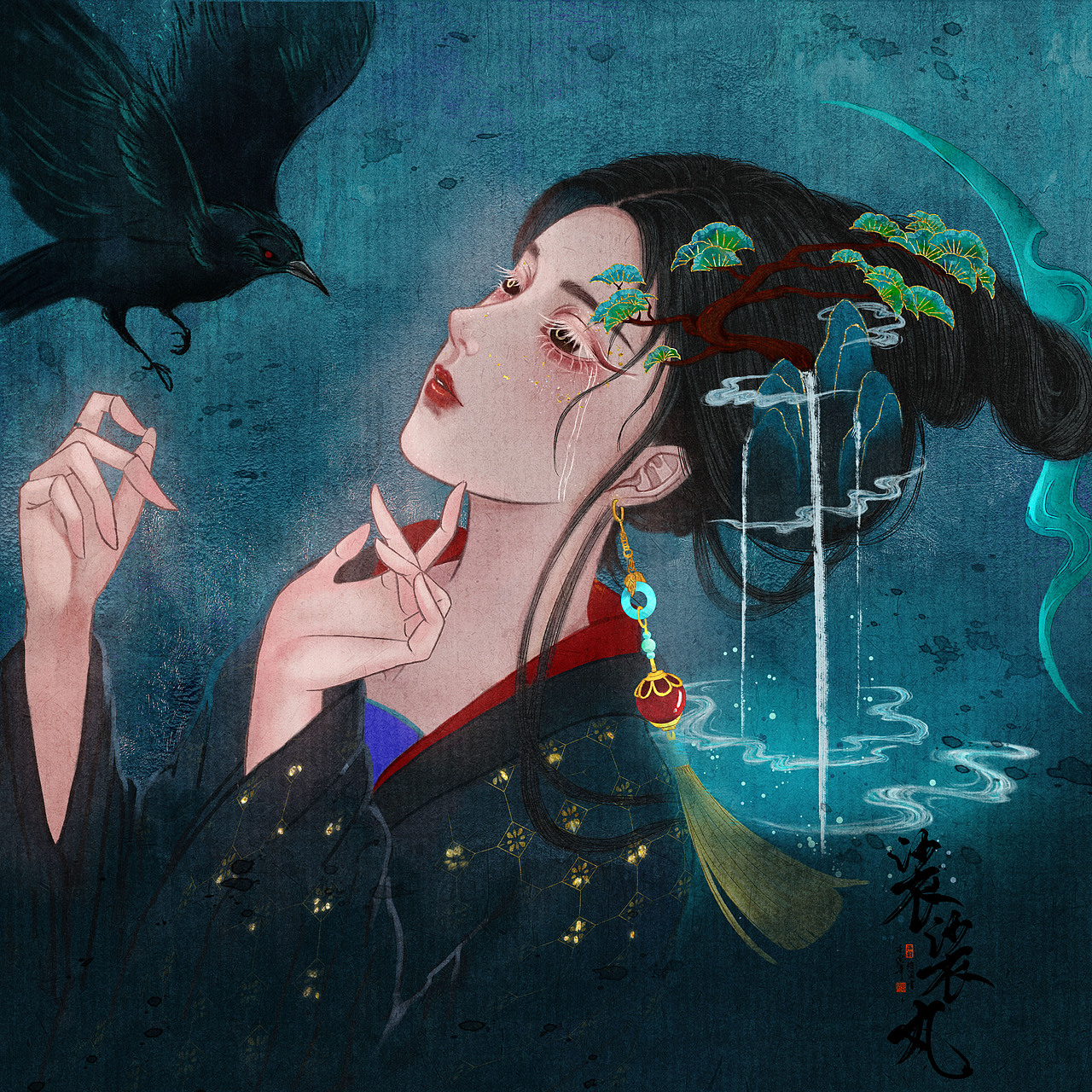 寒鸦（图ZMzE1MzU0NDky） - 商业插画 - 站酷设计师裟裟丸原创素材 - 站酷ZCOOL