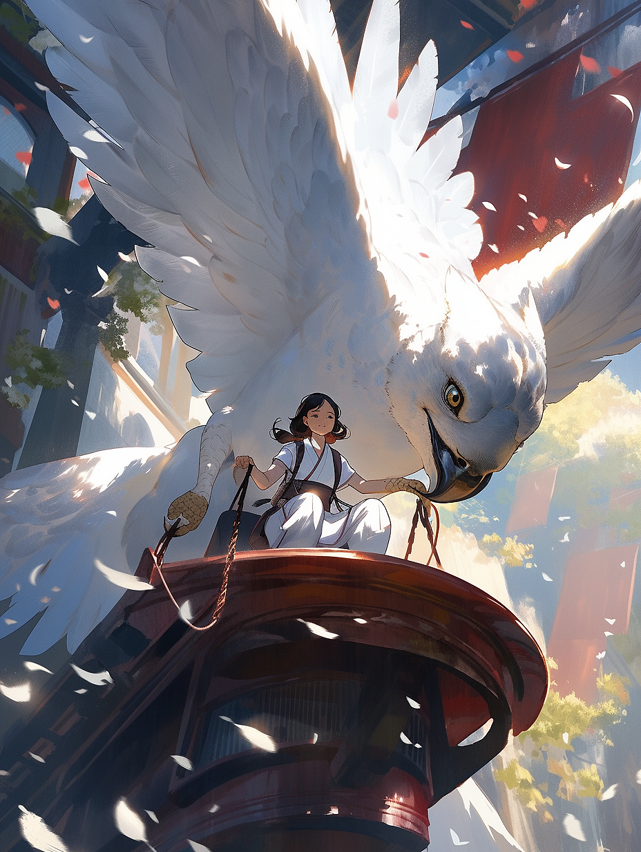 046期|Midjourney Niji 咒语绘图|白鸽女孩