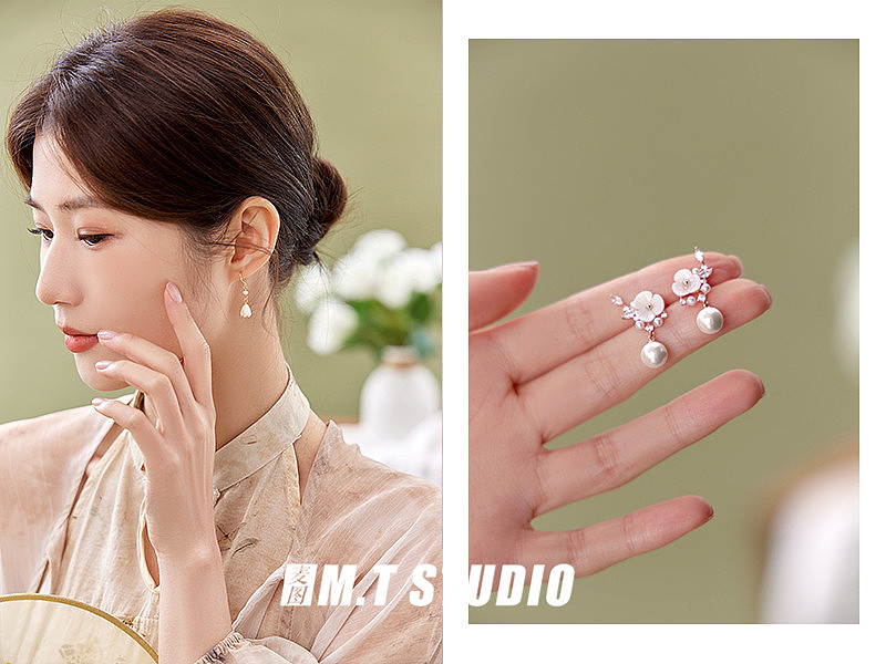 饰品耳饰摄影 珠宝首饰耳环吊坠模特拍摄 小众饰品耳饰