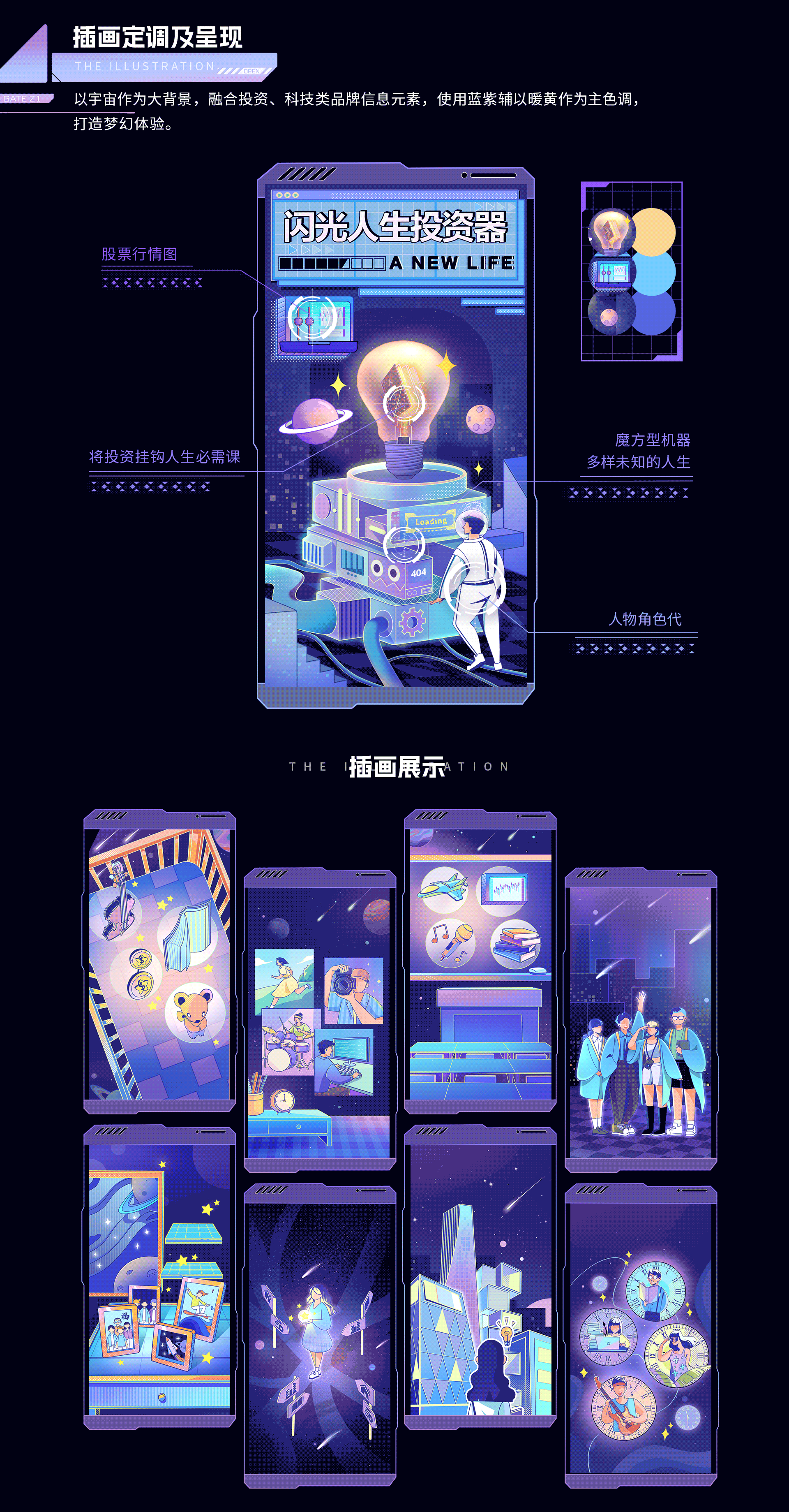 华泰证券X闪闪发光的你投⾏季|闪光人生投资器H5设计