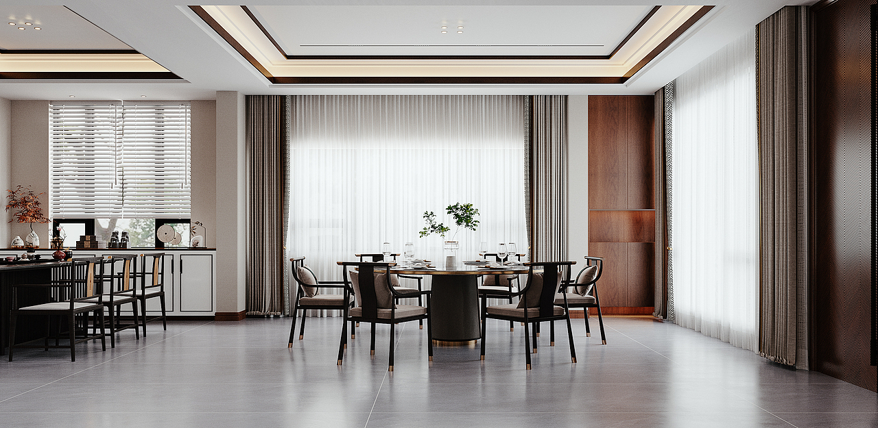 新中式挑空别墅地下室