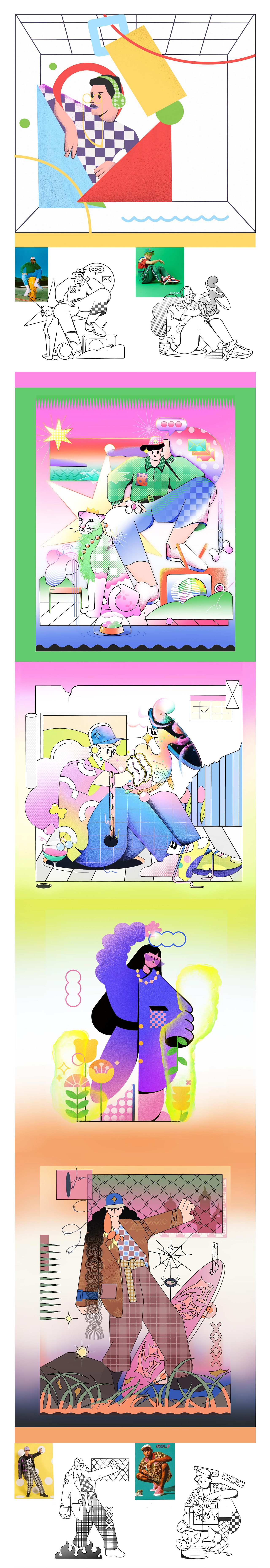 风格探索中…（图ZMzE2MTU3NTQw） - 新锐潮流插画 - 站酷设计师三松野鹅原创素材 - 站酷ZCOOL
