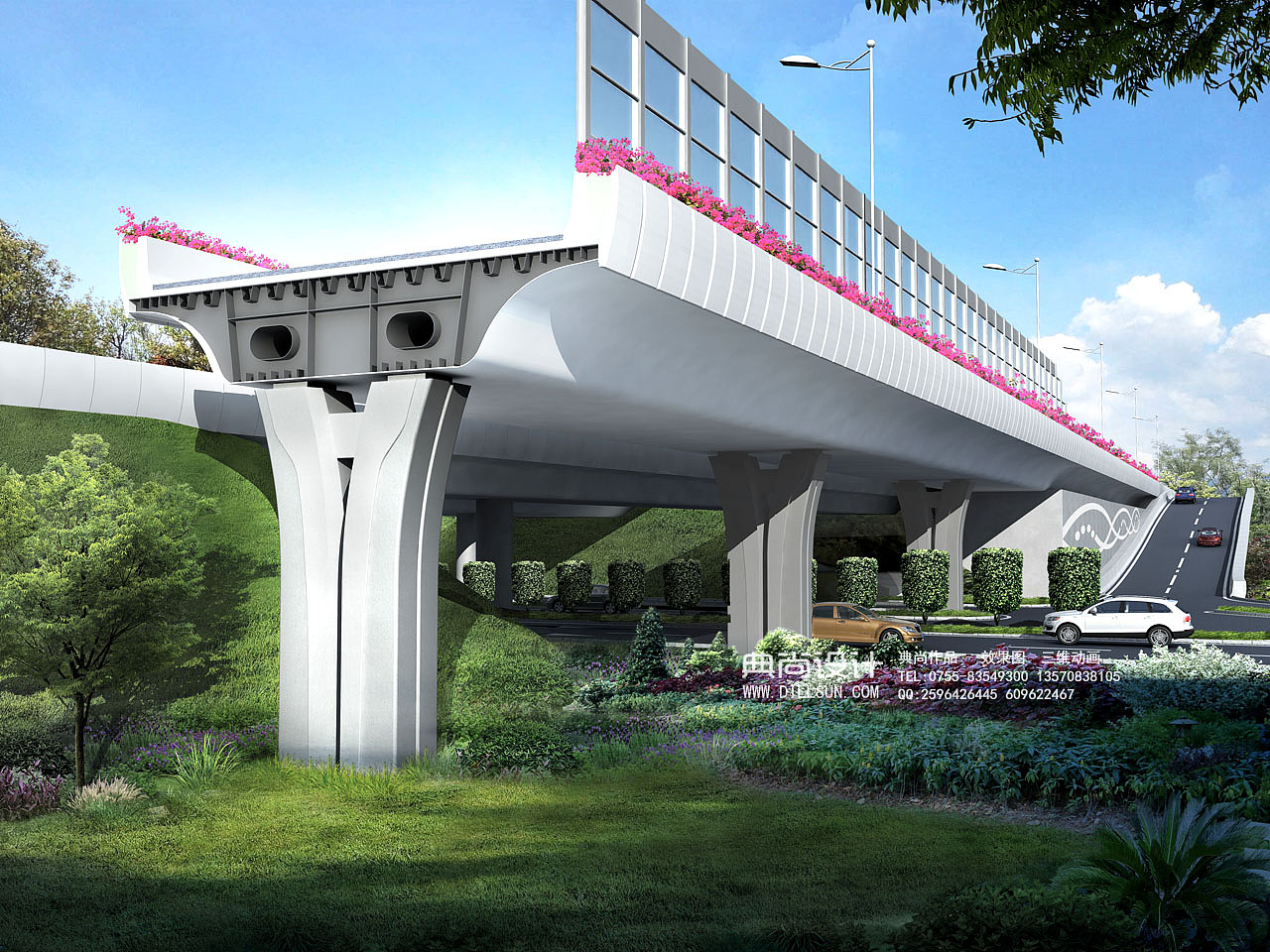 跨线桥效果图作品高架桥