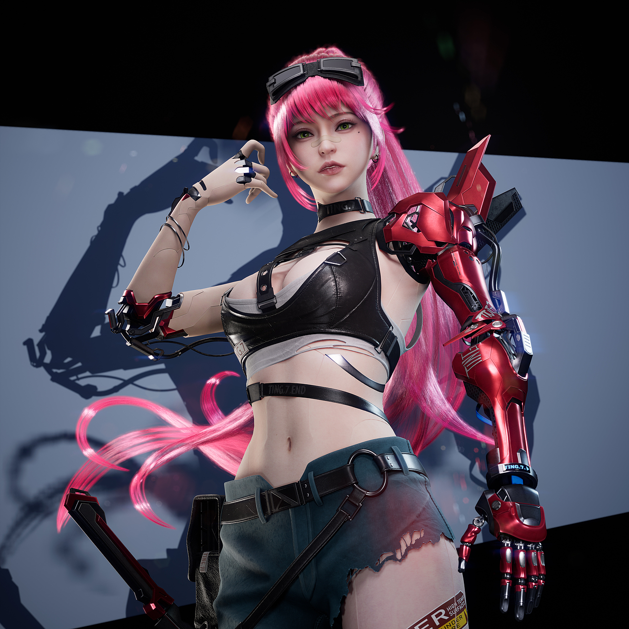 红色机械臂的赛博女孩（图ZMzY5OTAyMjky） - 人物/生物 - 站酷设计师夏昌琪原创素材 - 站酷ZCOOL