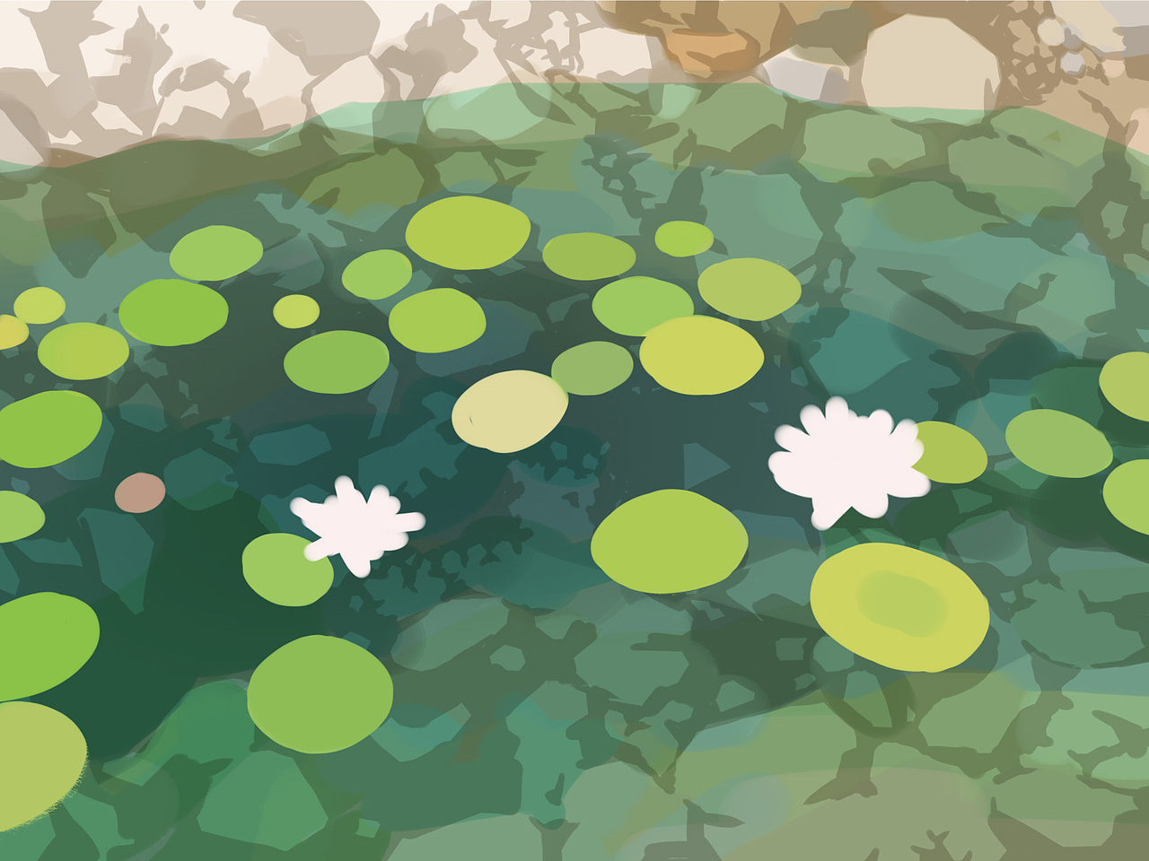 质感插画打卡挑战 Day03--莲池水影(图ZMzI4MTA1MTUy) - 创作习作 - 站酷设计师木香子Ivana原创素材 - 站酷ZCOOL