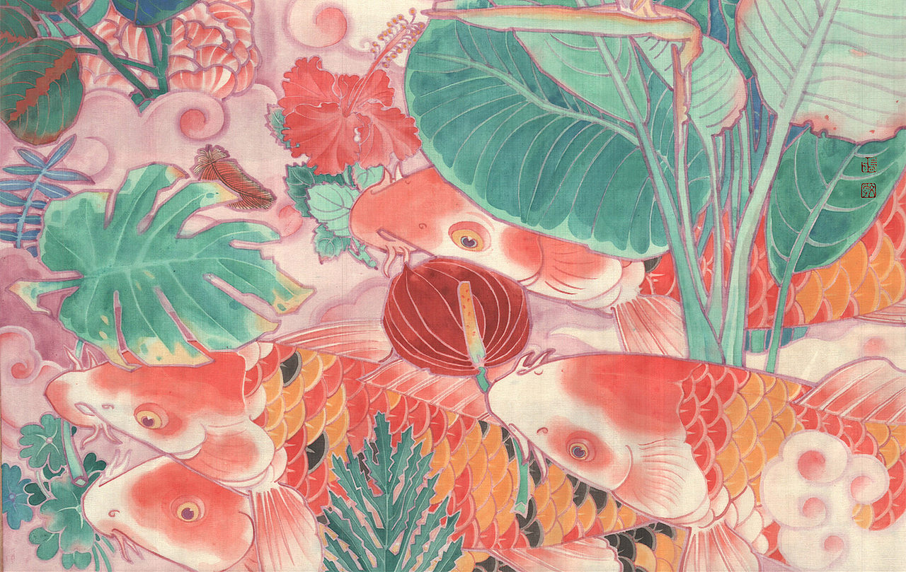国潮工笔 | 《不知终日梦为鱼》（图ZMzQ0OTU0NTcy） - 艺术插画 - 站酷设计师Art张文学原创素材 - 站酷ZCOOL