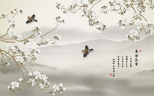 2023花鸟（图ZMzI4Nzc5ODg0） - 商业插画 - 站酷设计师新中式纱画图库原创素材 - 站酷ZCOOL