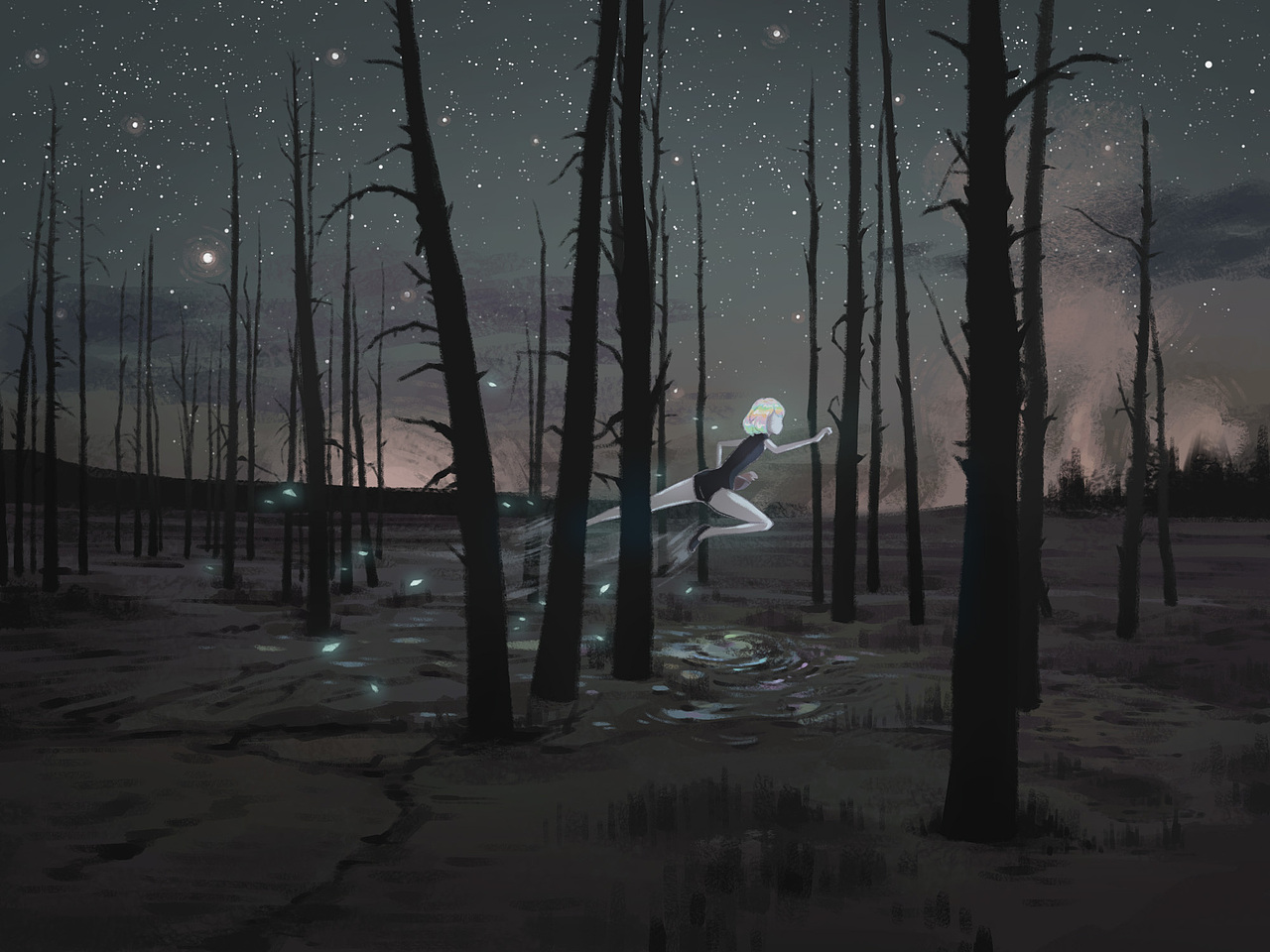 质感插画打卡挑战 Day01--星夜平原的狂奔（图ZMzI3NjExMjY4） - 创作习作 - 站酷设计师木香子Ivana原创素材 - 站酷ZCOOL