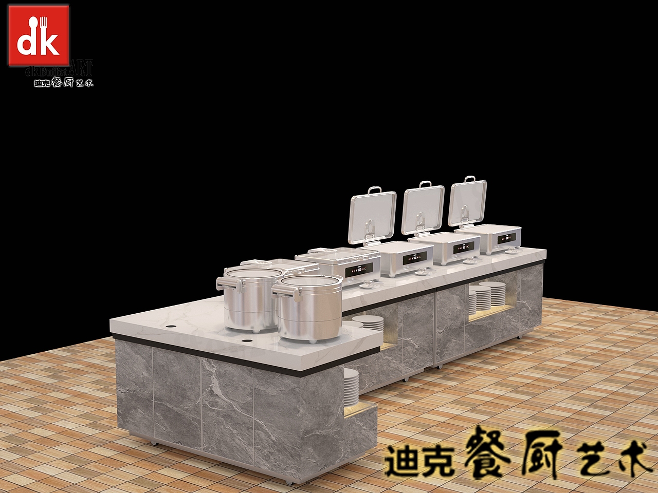 酒店自助餐台设计 自助餐台炉具设备一体炉厂家