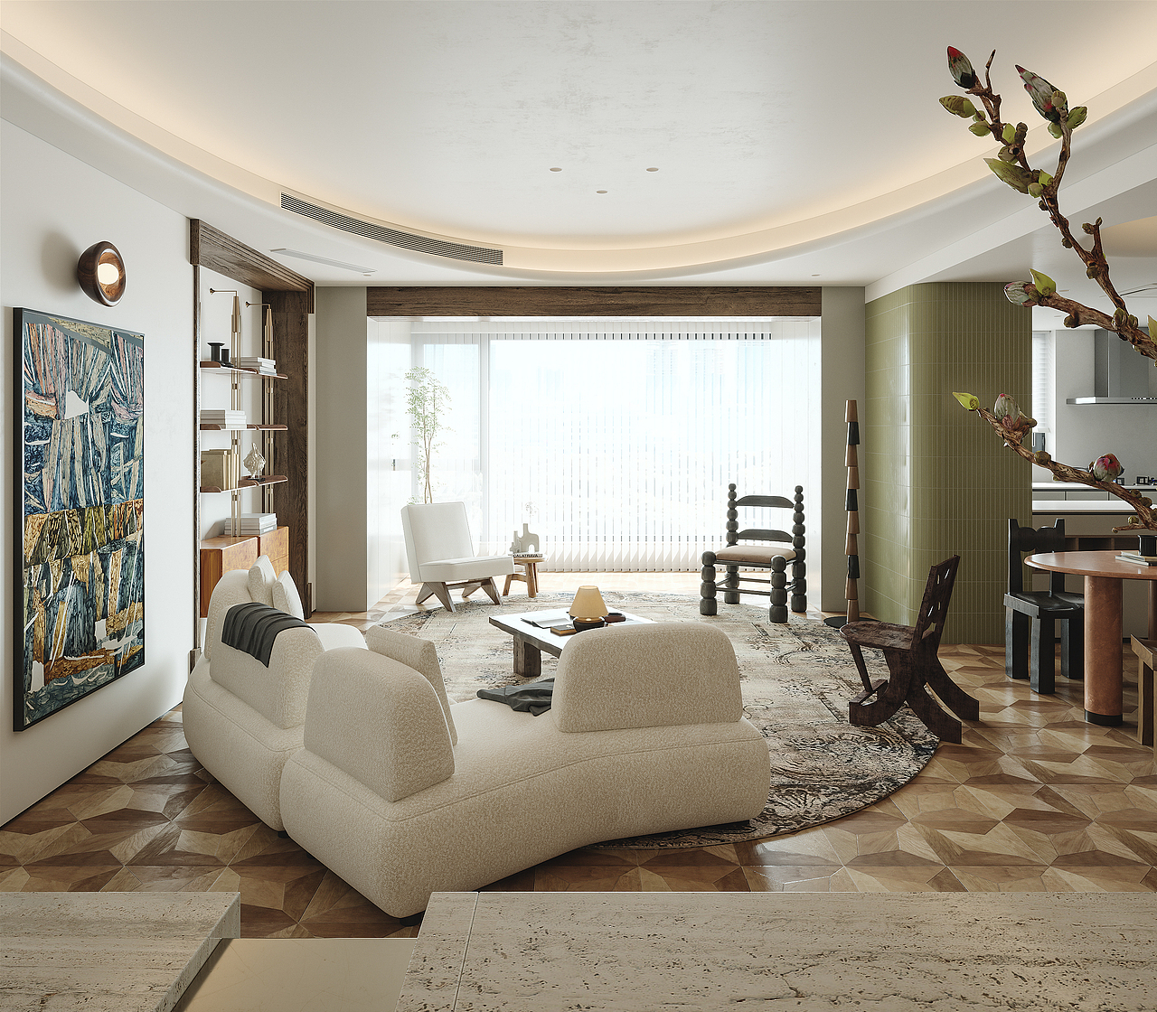 现代复古风格效果图表现（图ZMzQyODkzNDEy） - 家装设计 - 站酷设计师呜叽唛叽原创素材 - 站酷ZCOOL