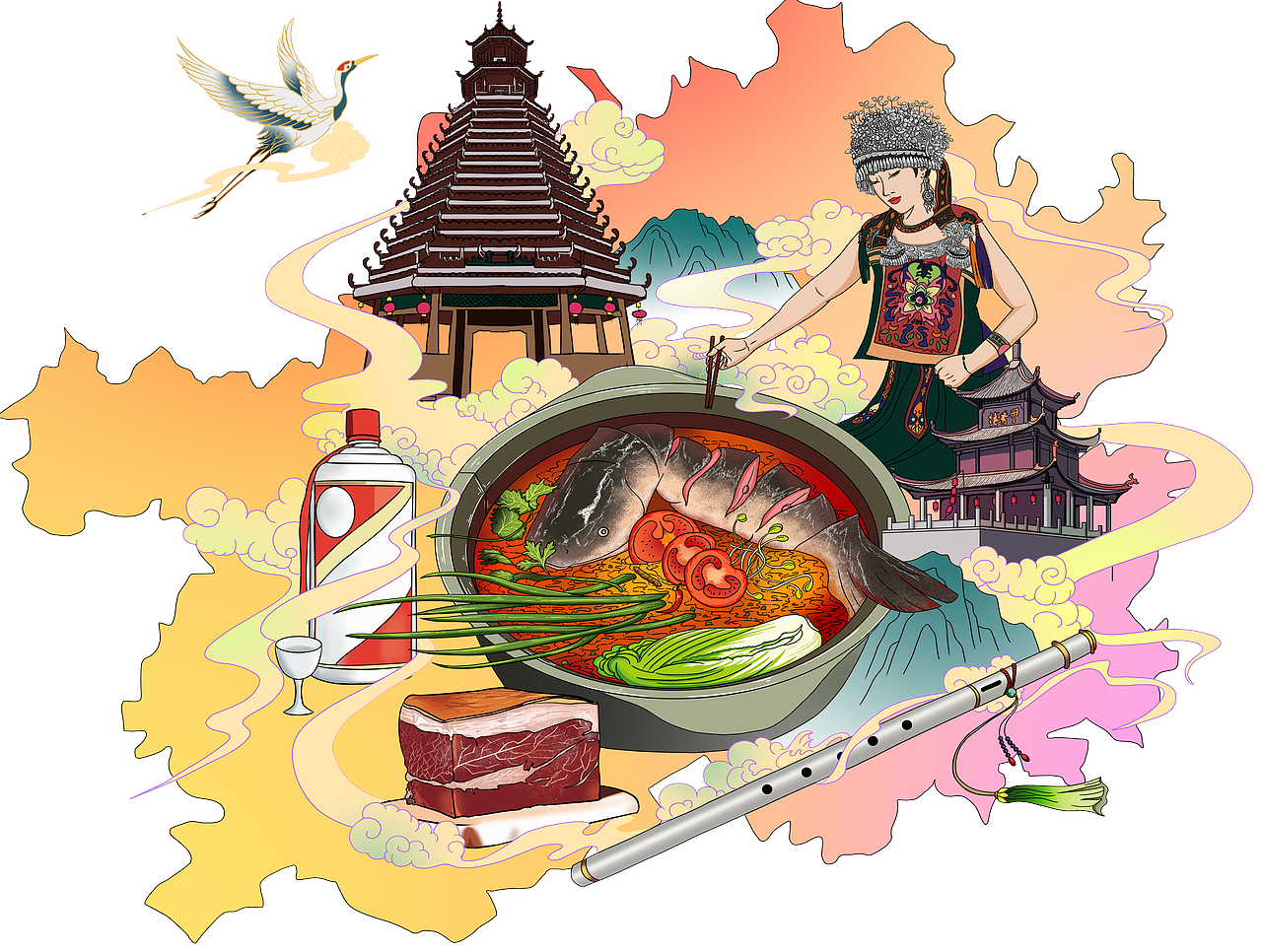 云贵川文化——贵州篇（图ZMzUzMzUxNjU2） - 商业插画 - 站酷设计师木木木火原创素材 - 站酷ZCOOL