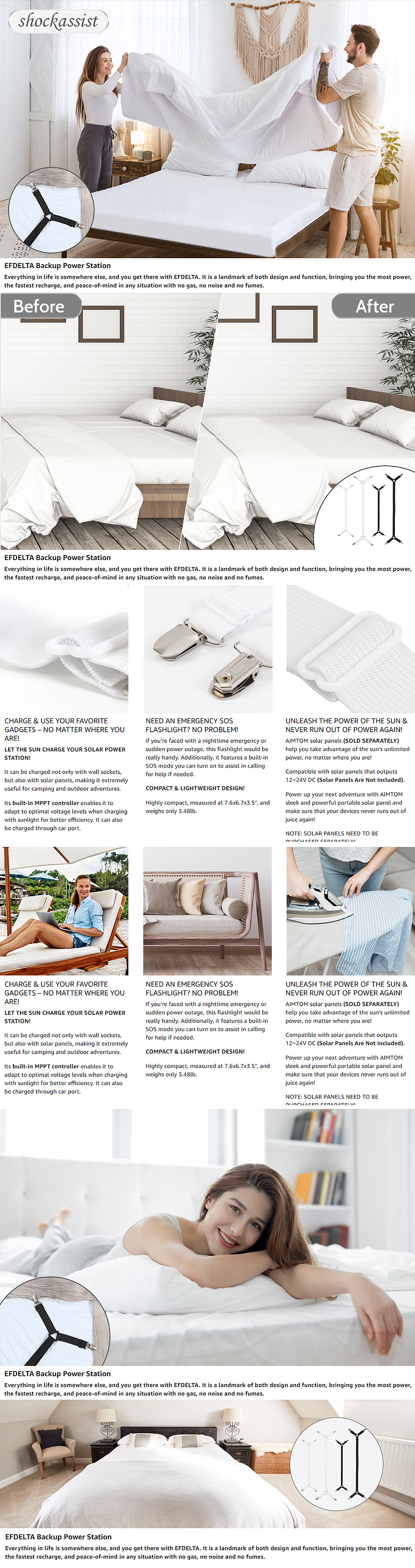 床单固定带亚马逊拍摄_主图设计_A+页面设计_视频制作