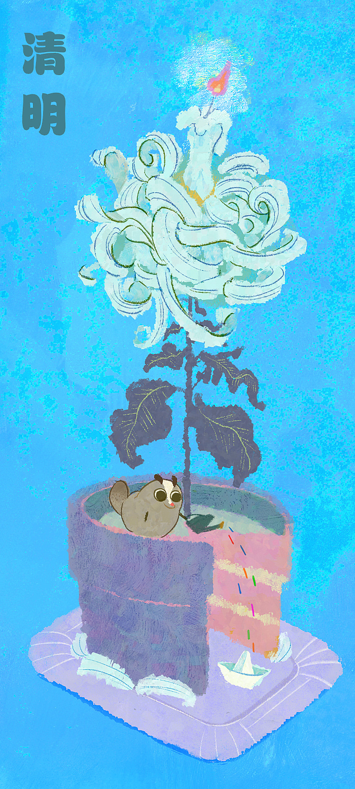 5张节气插画(春分/惊蛰/谷雨/清明/立夏)