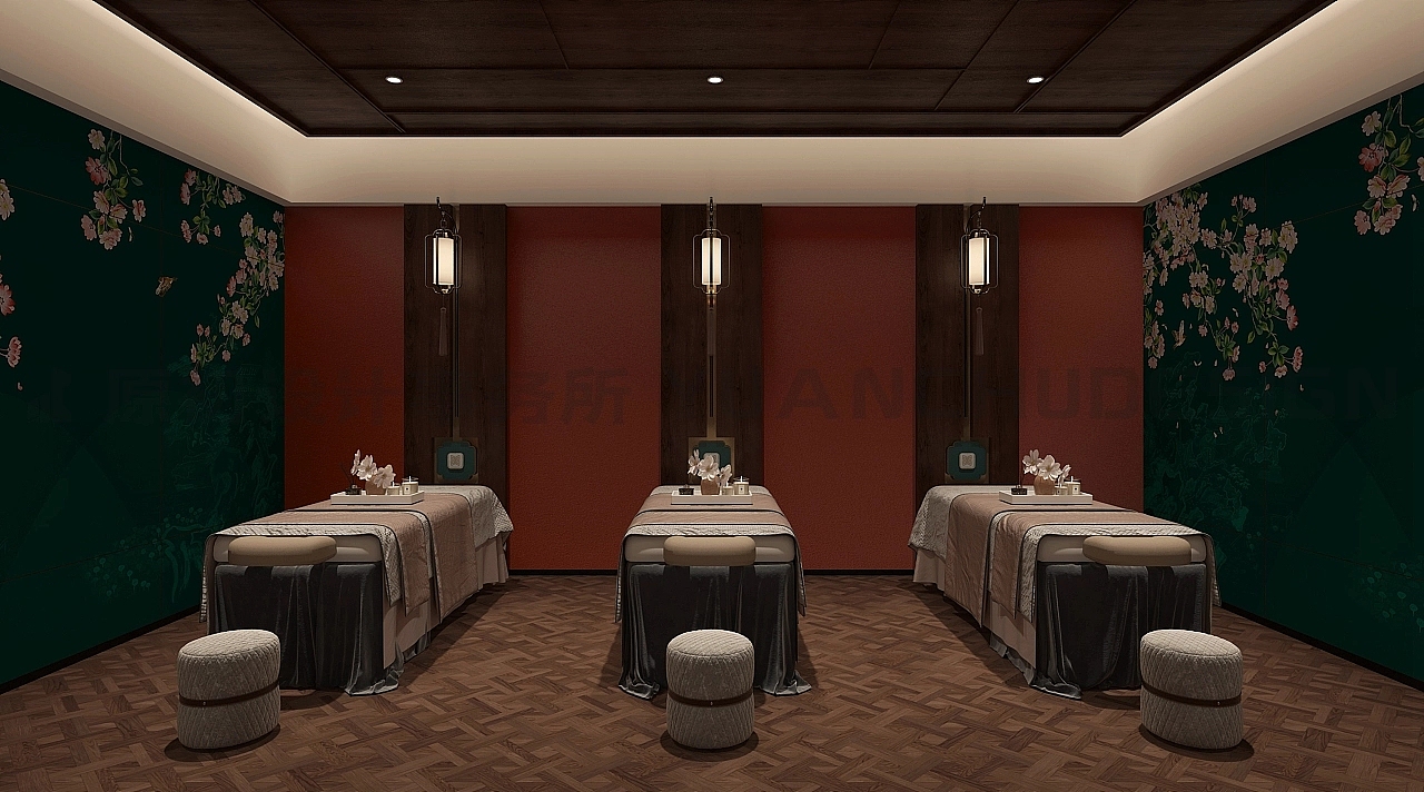 厦门 店面装修室内空间足浴店设计 采耳足浴按摩医美店