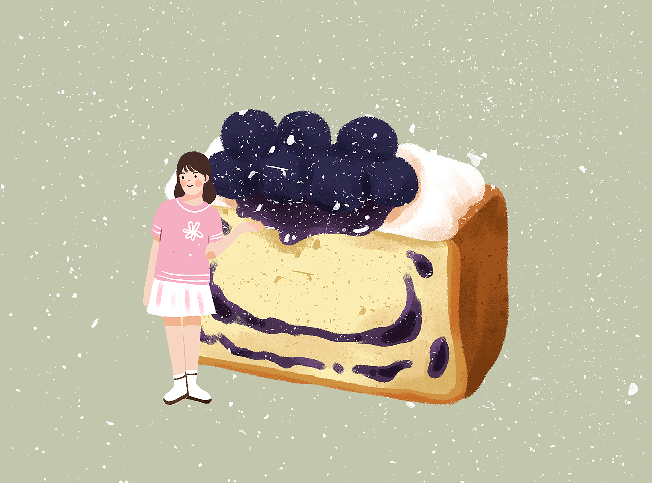 甜点女孩-182蓝莓奶油夹心蛋糕女孩（图ZMzE1NTUxNzQw） - 商业插画 - 站酷设计师哈哈小刘原创素材 - 站酷ZCOOL