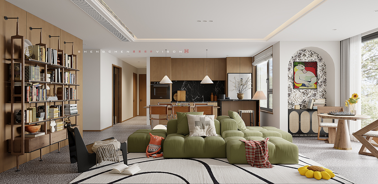 盛宸视觉 | 中古风客餐厅（图ZMzA3OTU1ODg0） - 家装设计 - 站酷设计师盛宸视觉原创素材 - 站酷ZCOOL