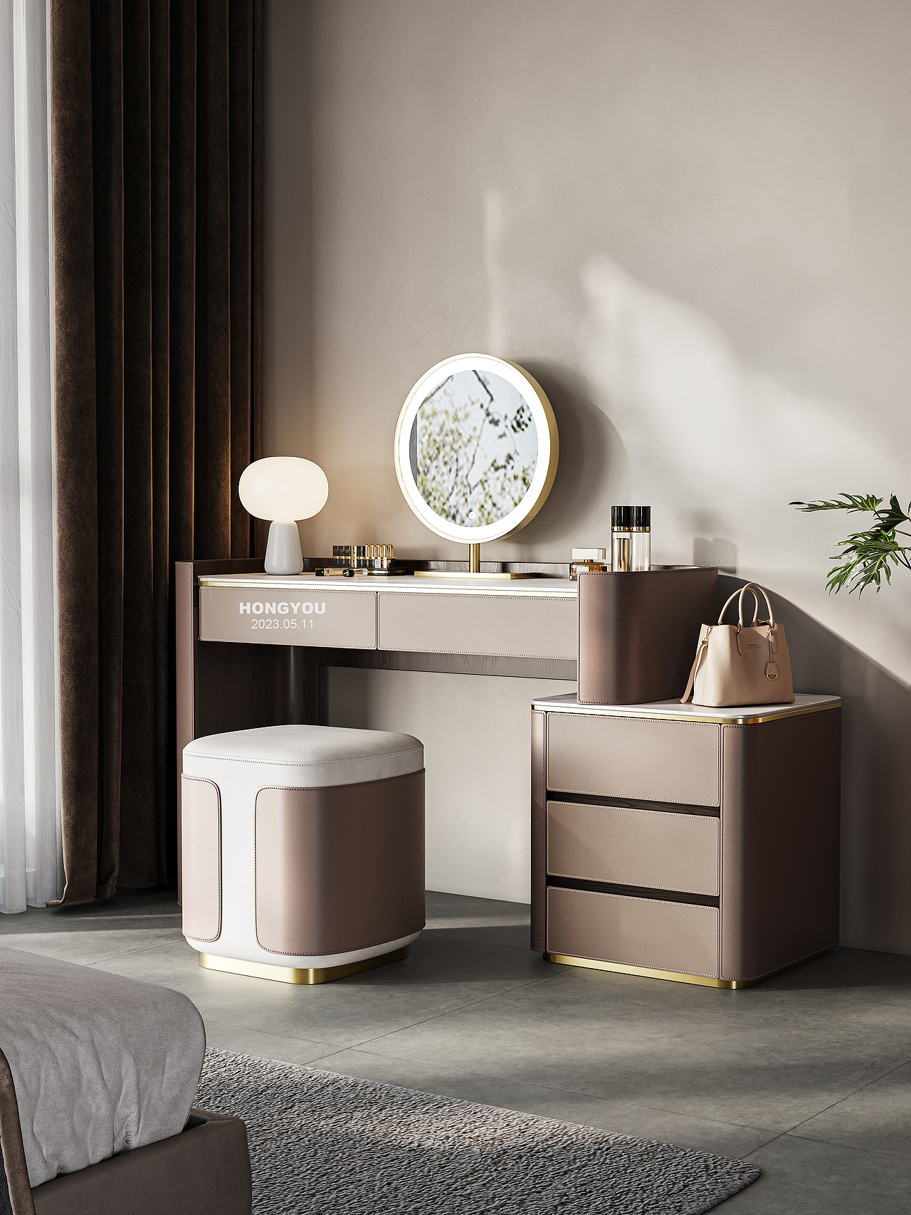 日常搬砖系列丨马鞍皮·雪山石岩板梳妆台